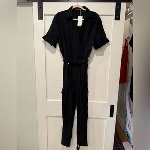 Mango Black Belted Jumpsuit